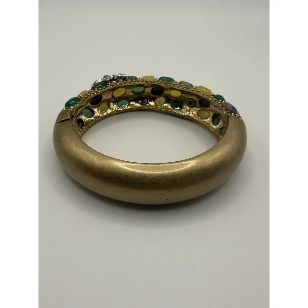Vintage Cabi Cuff Bracelet Hinged Rhinestone Starfish Colorful Stones Gold Tone - Picture 6 of 10